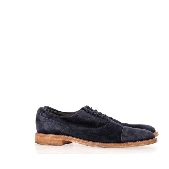 Tod's Lace-Up Derby Shoes in Navy Blue Suede